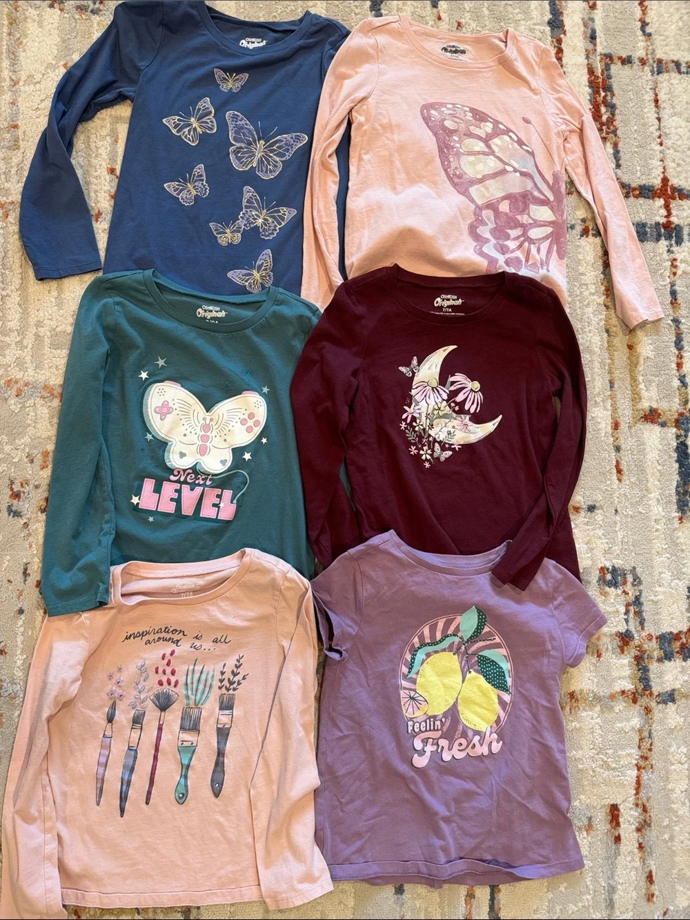 Oshkosh Girls' Long & Short Sleeve Graphic Tops - Assorted Colors